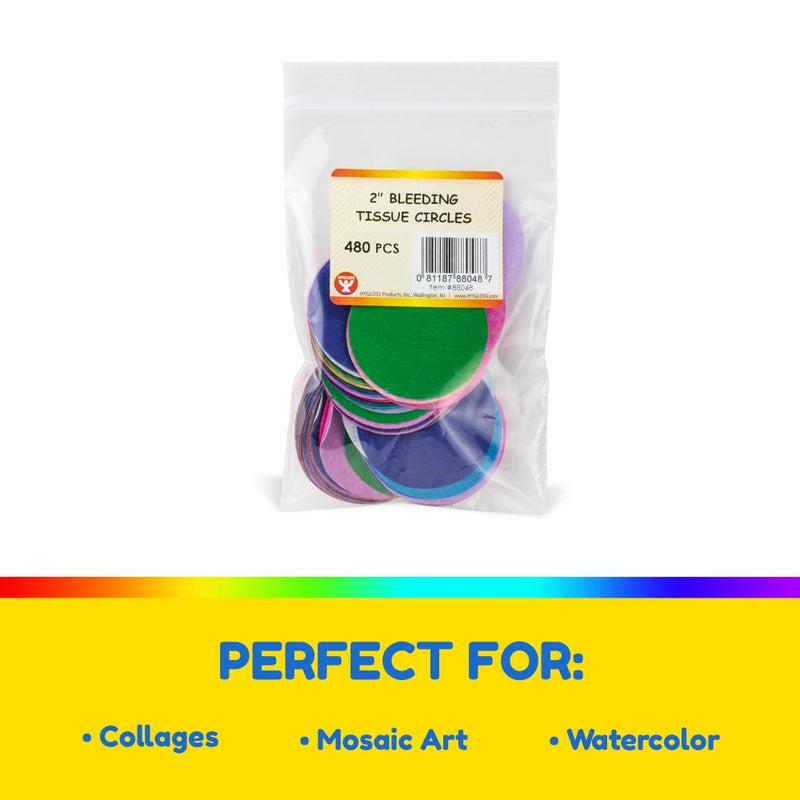 Hygloss Products Bleeding Tissue Paper Circles 2-Inch, 20 Colors, Arts & Crafts, DIY Projects, Scrapbooking, Greeting Cards, 480 Pieces - Image 2